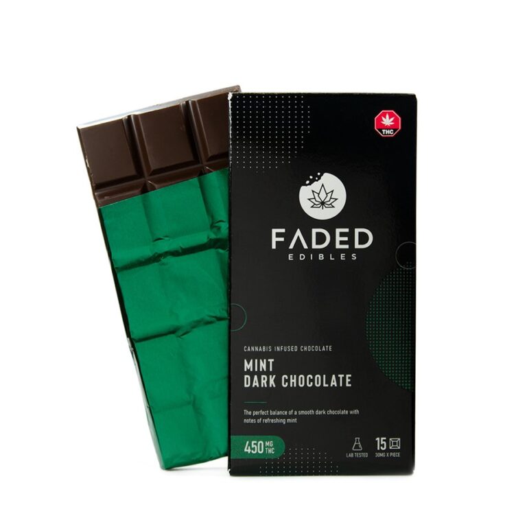 Mint Dark Chocolate Bar | 450MG THC | Faded Cannabis - Garden Of Magic ...